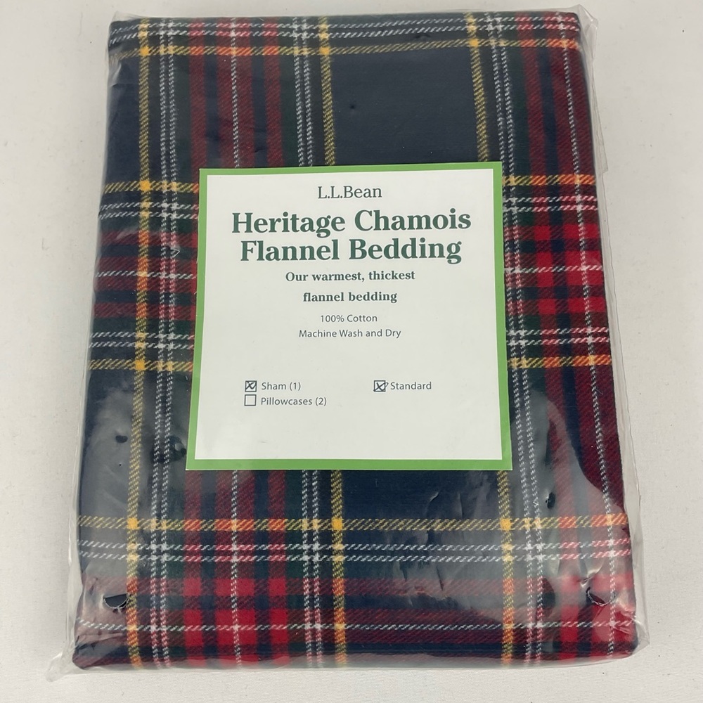 NWT. L.L.Bean Heritage Chamois Flannel Plaid Sham
